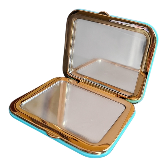 Miu Miu Other - Miu Miu Beauty Turquoise/Tiffany Blue and Gold Quilted Travel Mirror NEW